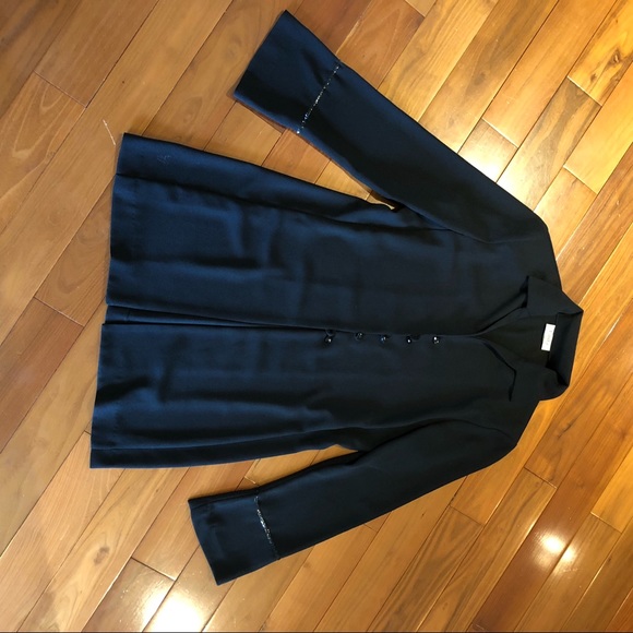 Laura Long Dressy Black Blazer with fancy Accent sleeves Like New Sz 8 - Picture 3 of 7